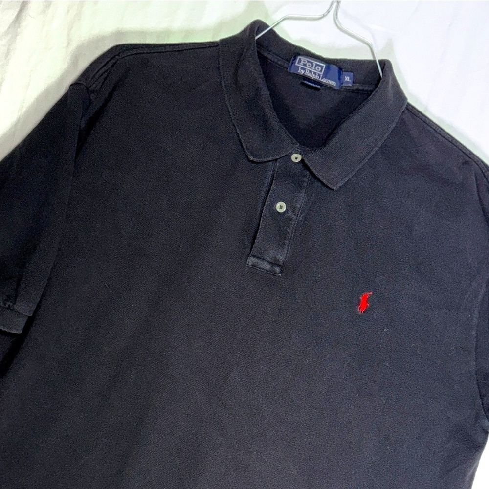 Polo Ralph Lauren Mens XL Black Short Sleeve Classic Fit Polo Shirt Red PonyLogo